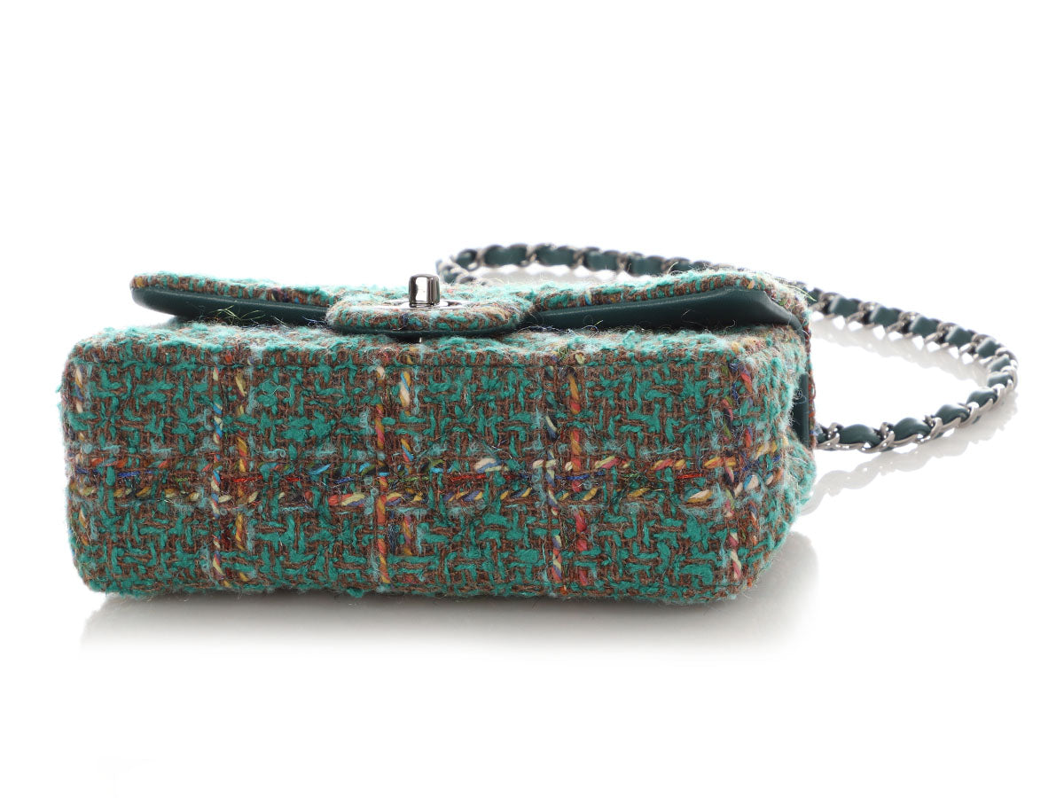 Chanel Mini Green Tweed Classic