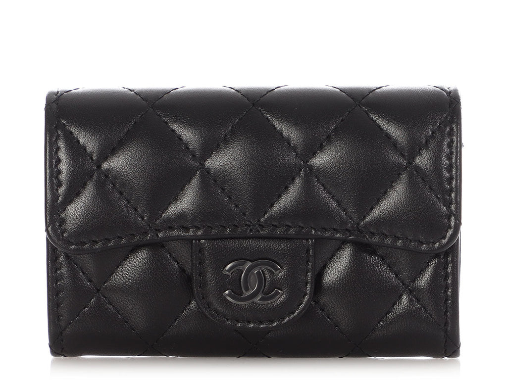 Chanel So Black Quilted Lambskin Flap  Holder