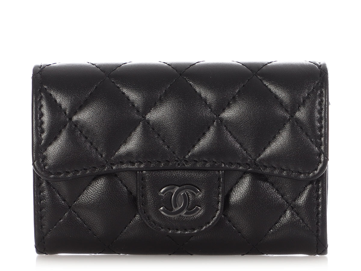 Chanel So Black Quilted Lambskin Flap  Holder