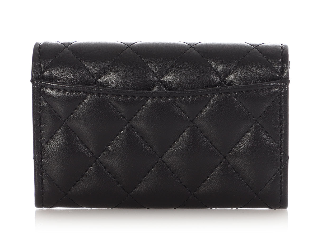 Chanel So Black Quilted Lambskin Flap  Holder
