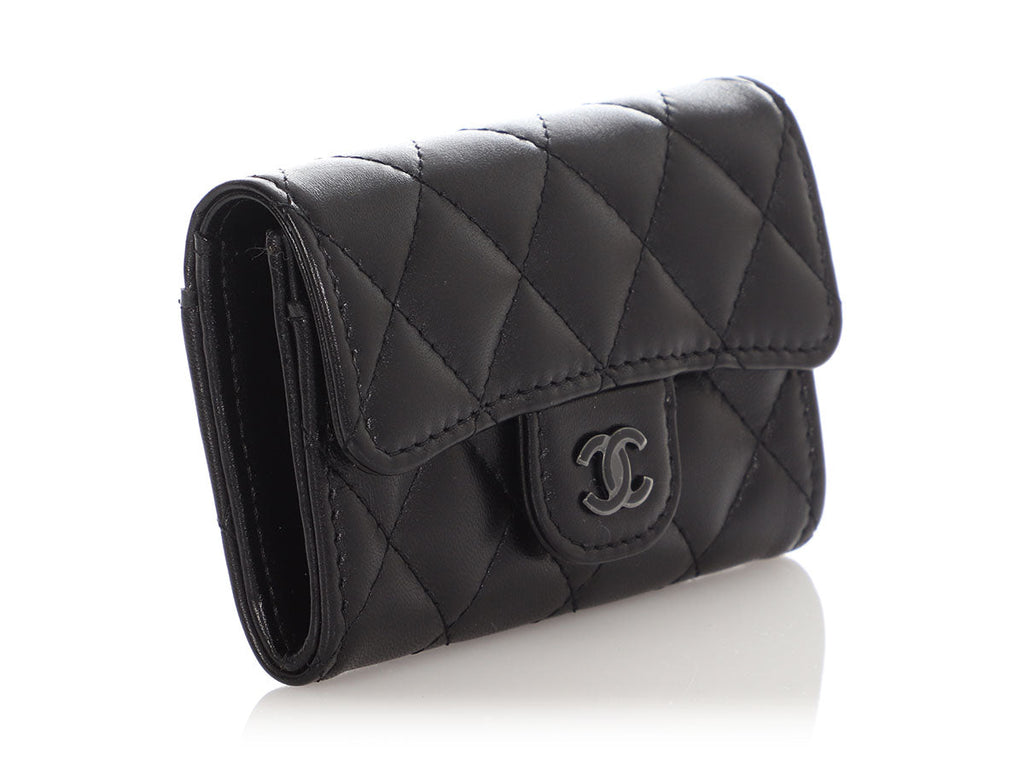 Chanel So Black Quilted Lambskin Flap  Holder