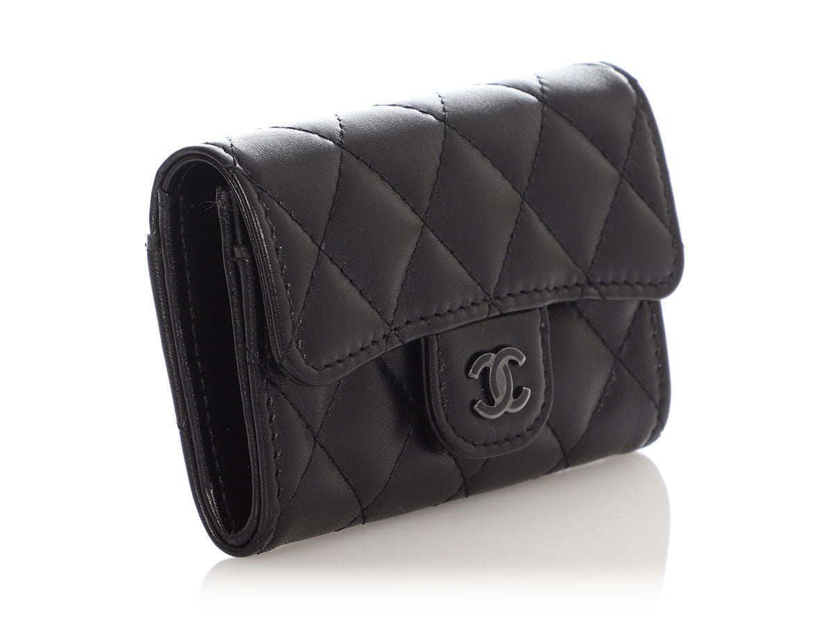 Chanel So Black Quilted Lambskin Flap  Holder