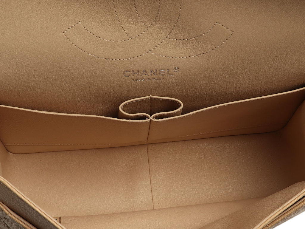 Chanel Jumbo Beige Quilted Caviar Classic Double Flap