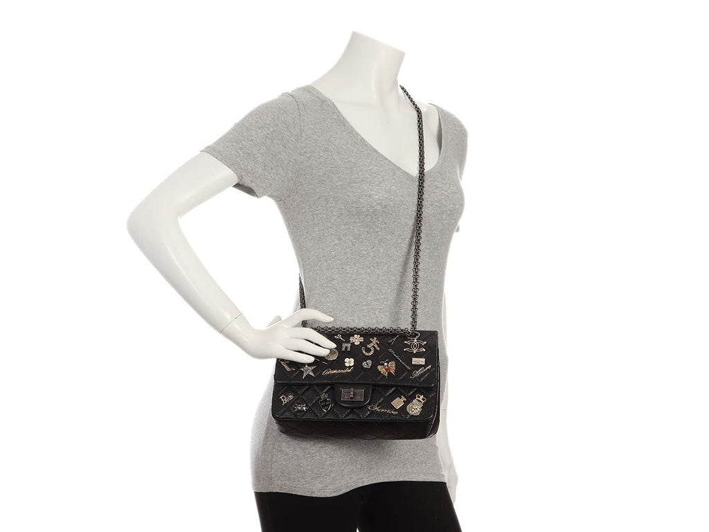 Chanel Black Quilted Aged Calfskin Lucky Charms Reissue 225