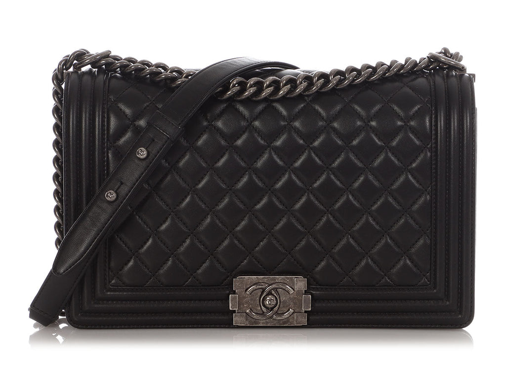 Chanel New Medium Black Quilted Lambskin Boy Bag