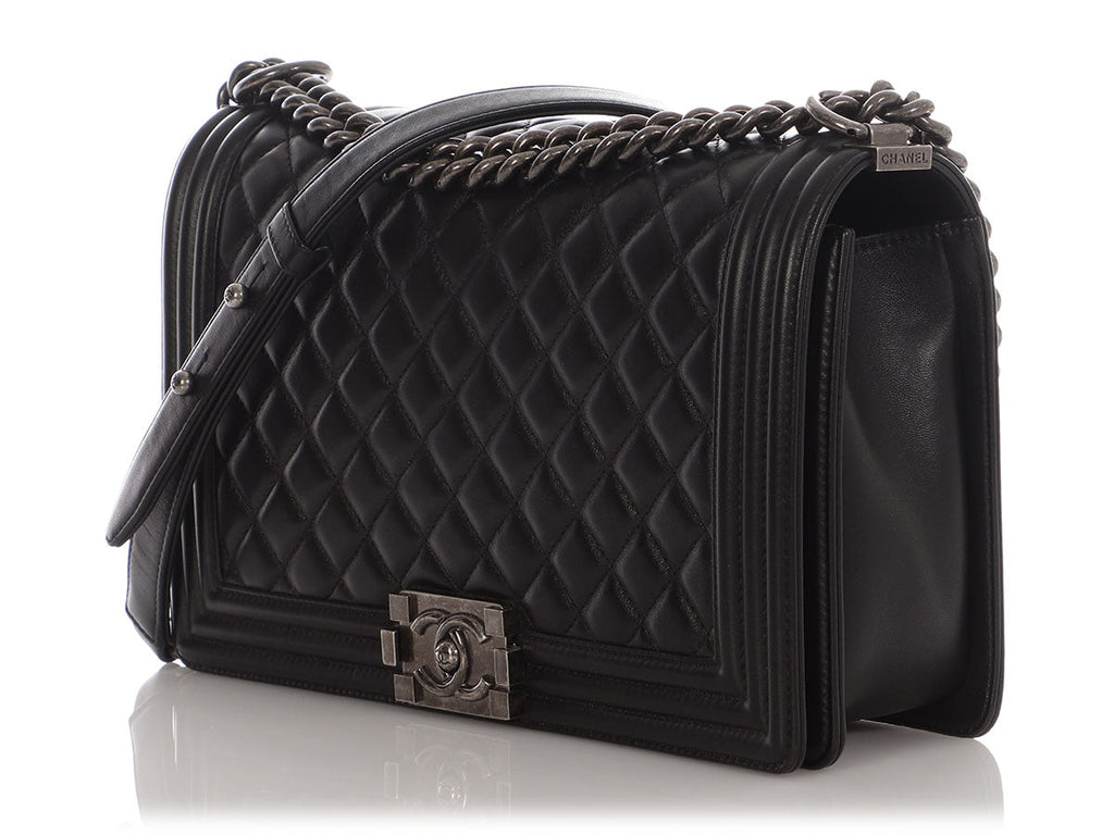 Chanel New Medium Black Quilted Lambskin Boy Bag