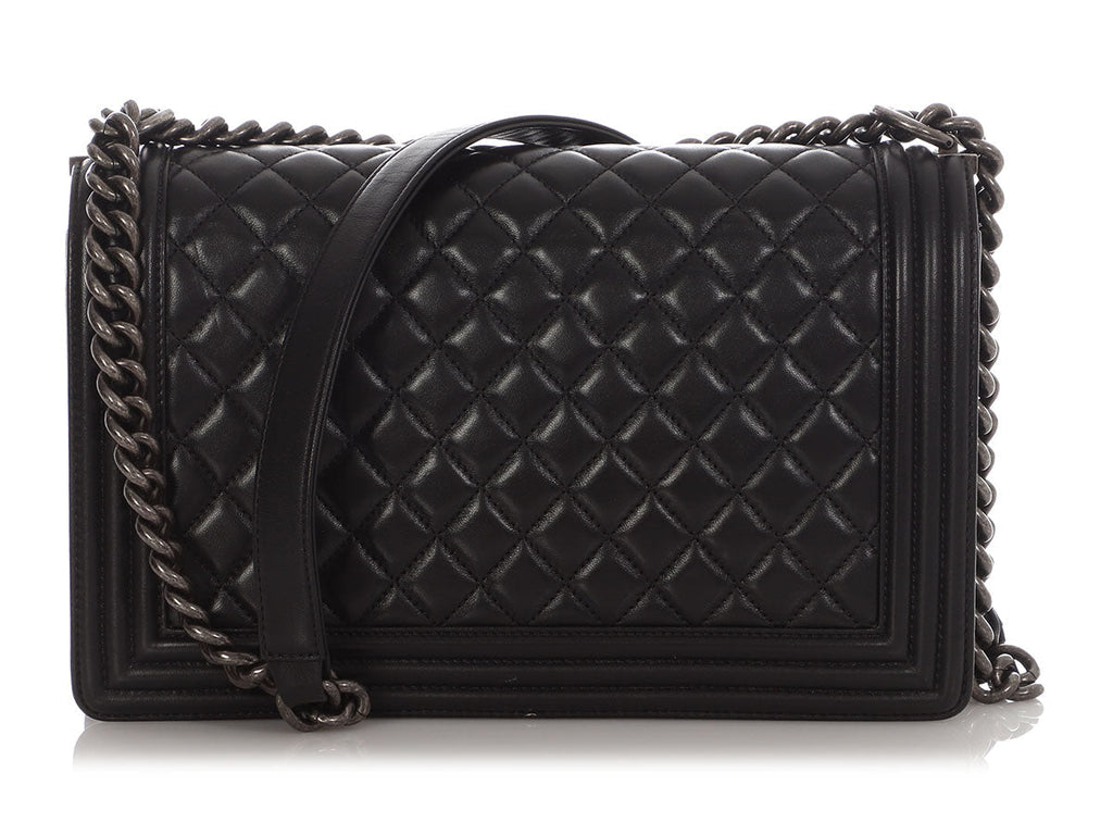 Chanel New Medium Black Quilted Lambskin Boy Bag