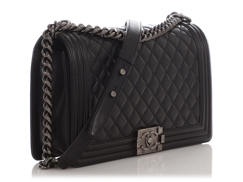 Chanel New Medium Black Quilted Lambskin Boy Bag