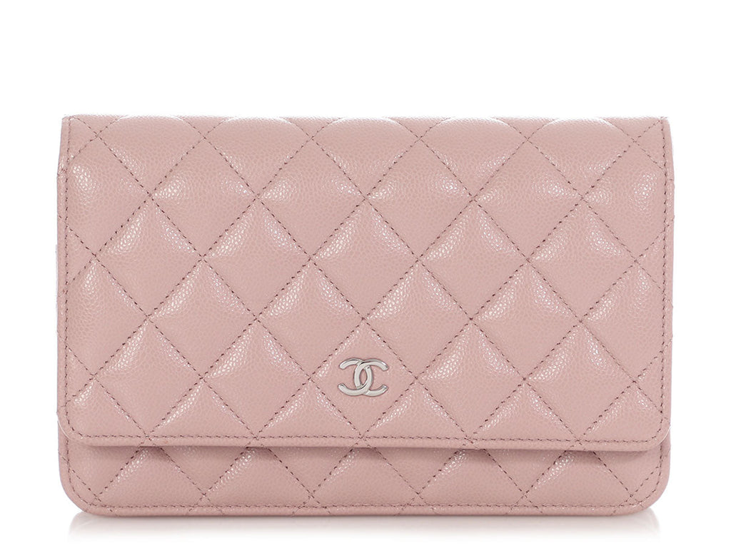 Chanel Light Pink Quilted Caviar Wallet on Chain WOC