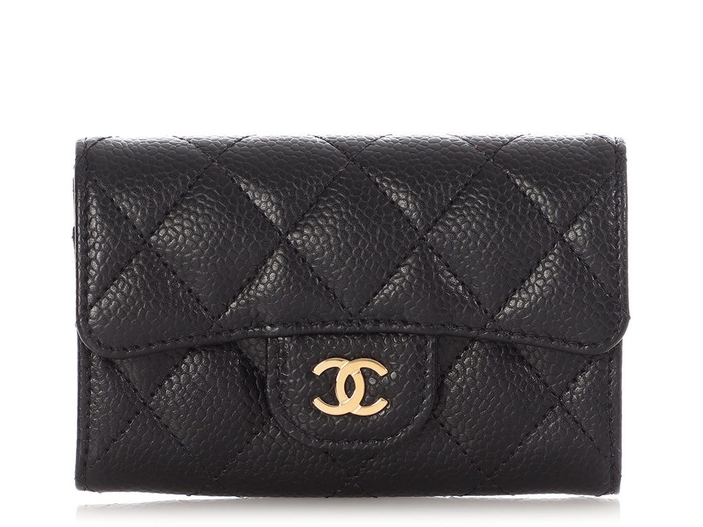 Chanel Black Quilted Caviar Flap  Case