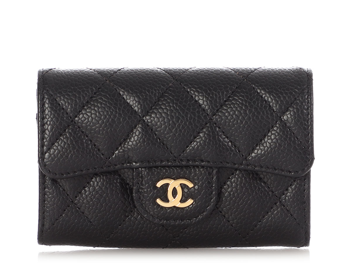 Chanel Black Quilted Caviar Flap  Case