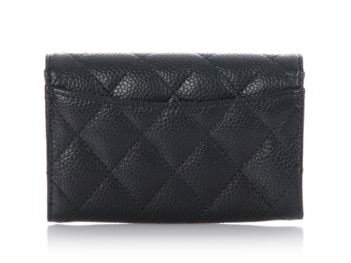 Chanel Black Quilted Caviar Flap  Case