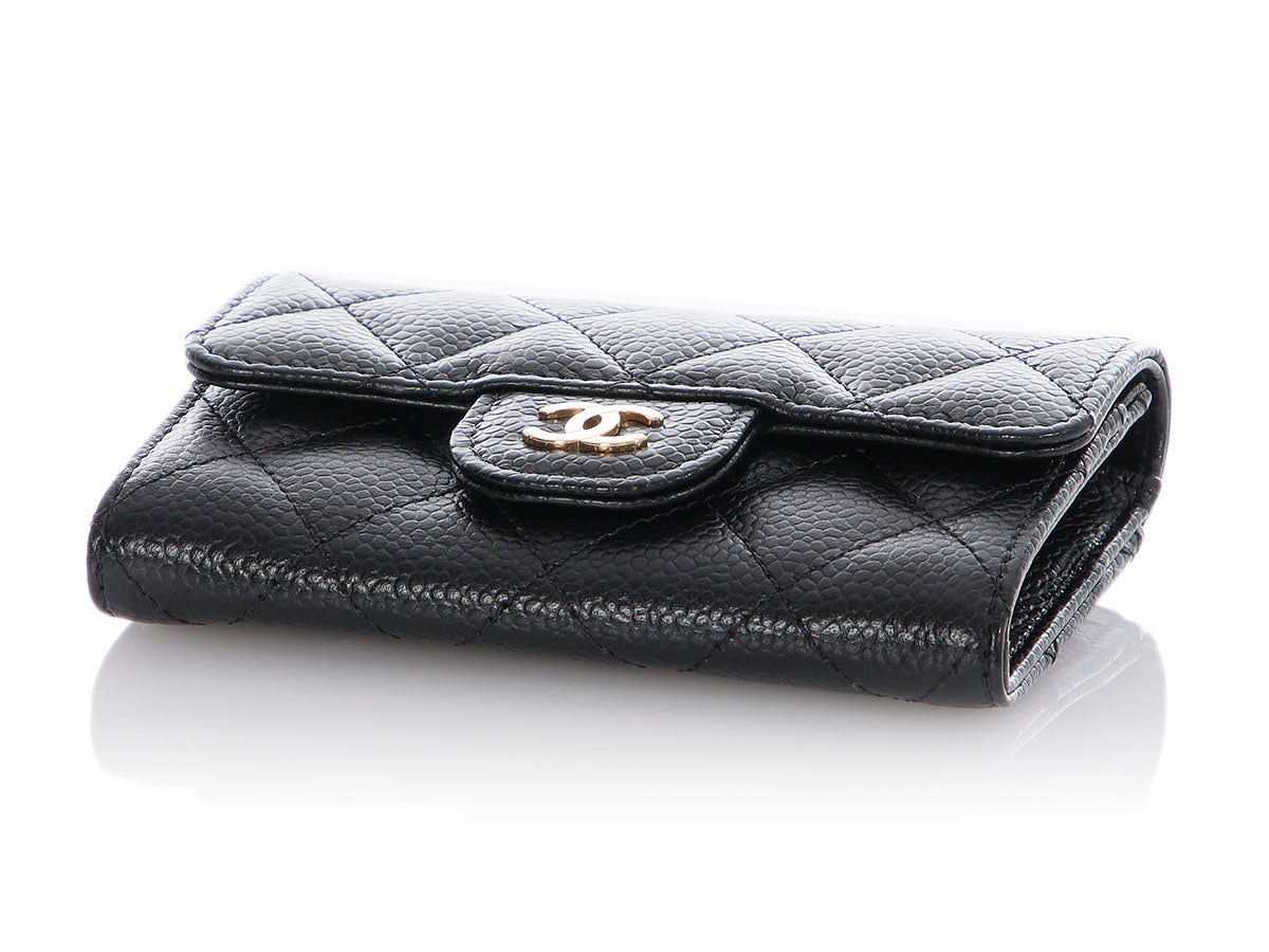 Chanel Black Quilted Caviar Flap  Case