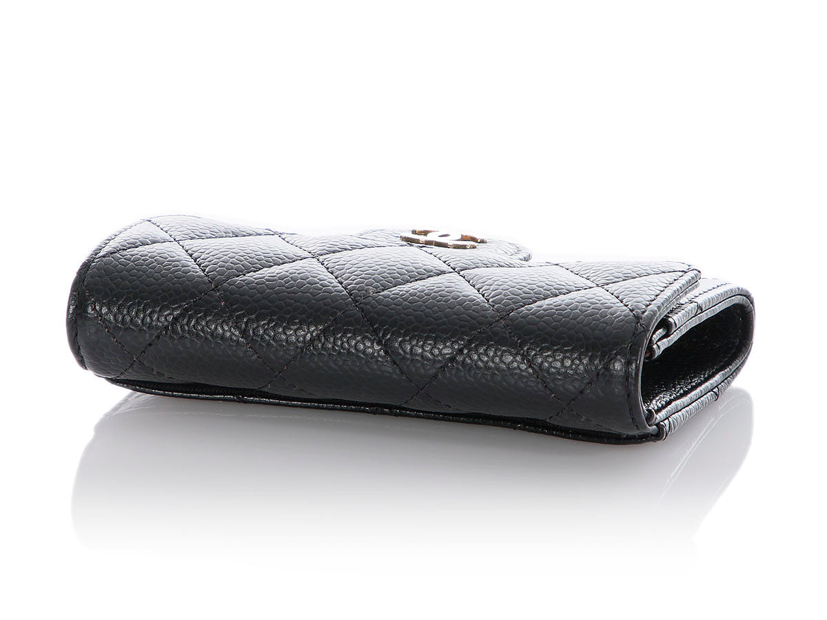 Chanel Black Quilted Caviar Flap  Case