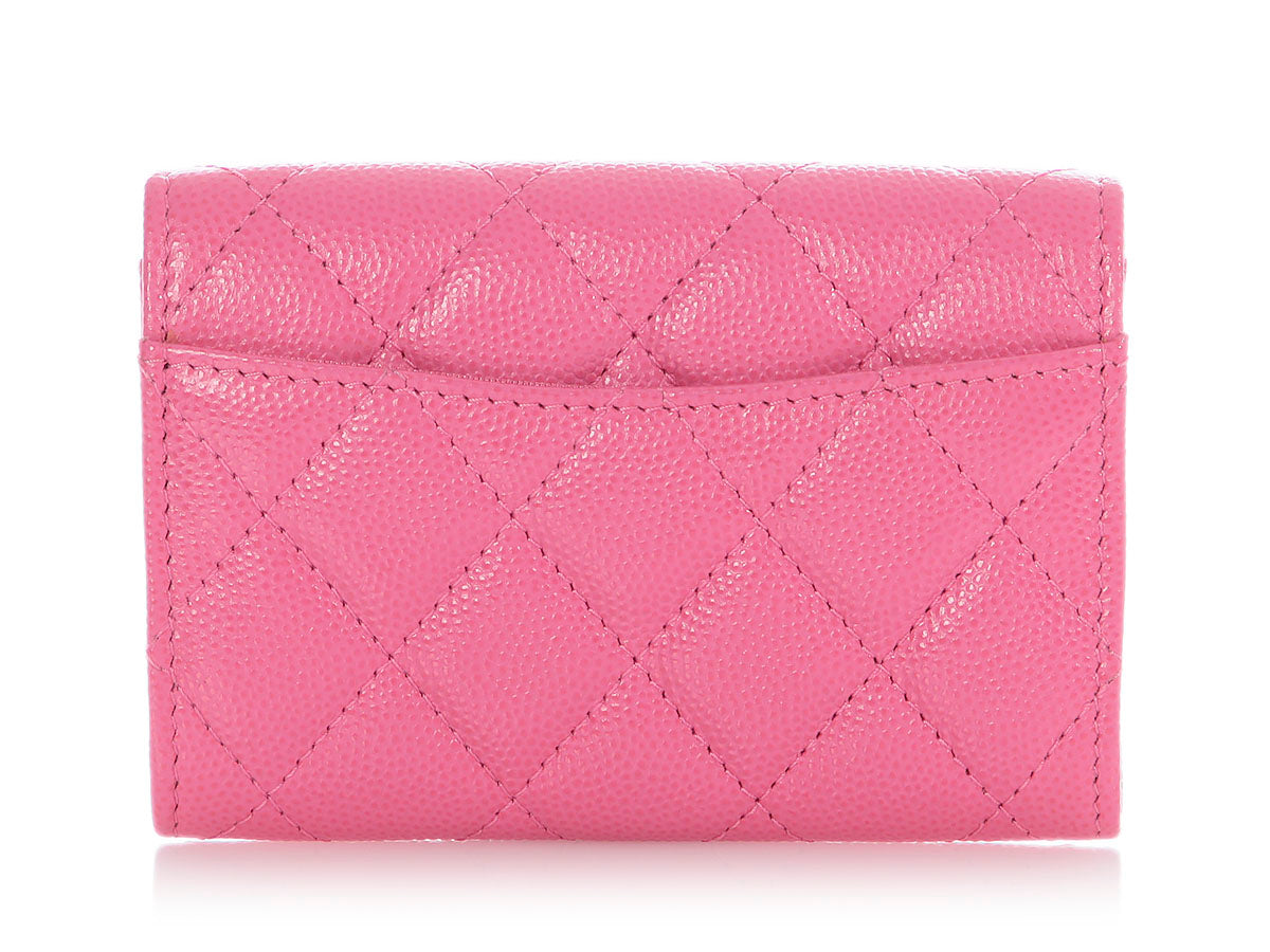 Chanel Pink Quilted Caviar Flap  Case