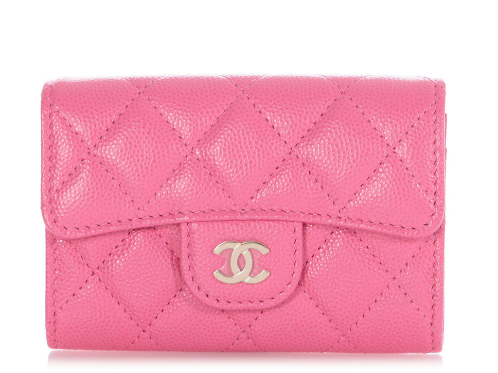Chanel Pink Quilted Caviar Flap  Case