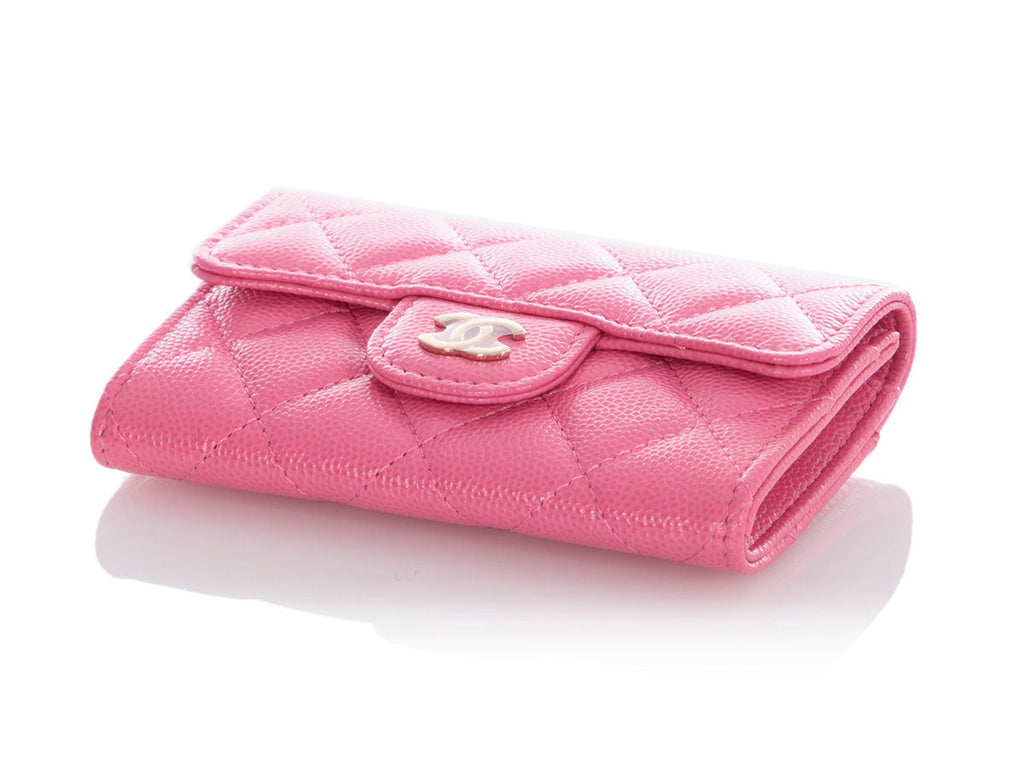 Chanel Pink Quilted Caviar Flap  Case