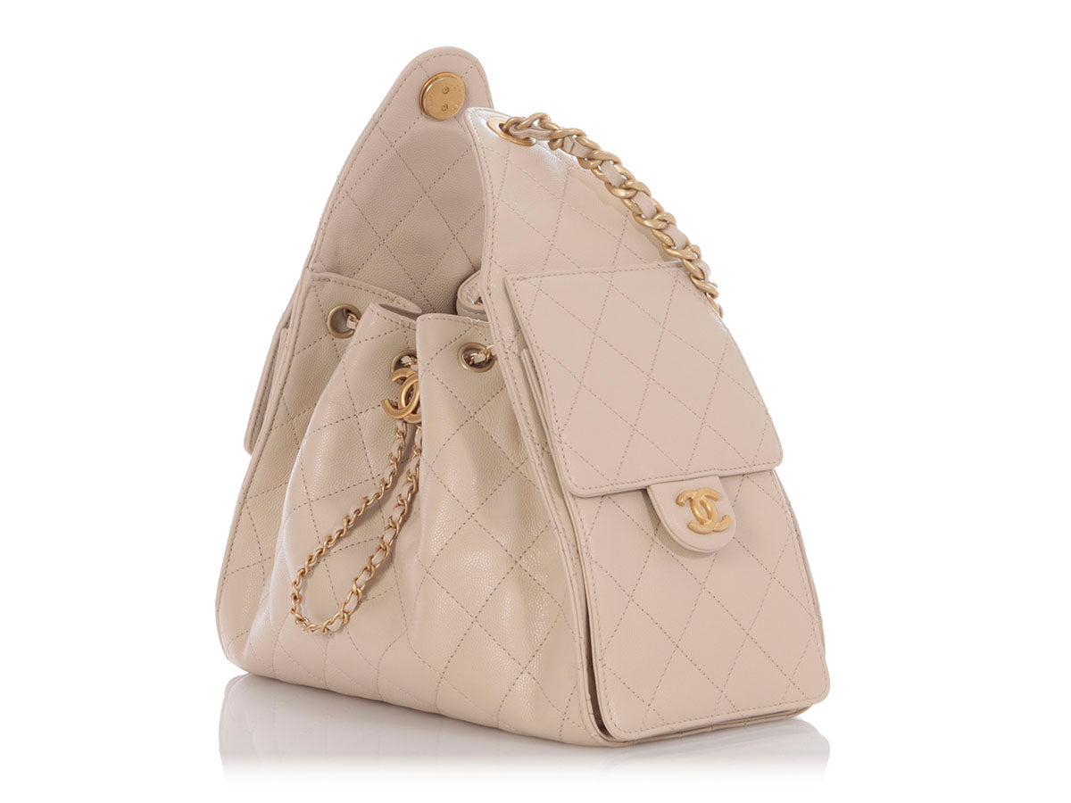 Chanel Small Beige Quilted Calfskin 25 Bag
