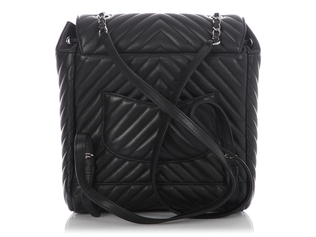 Chanel Large Black Chevron-Quilted Calfskin Urban Spirit Backpack