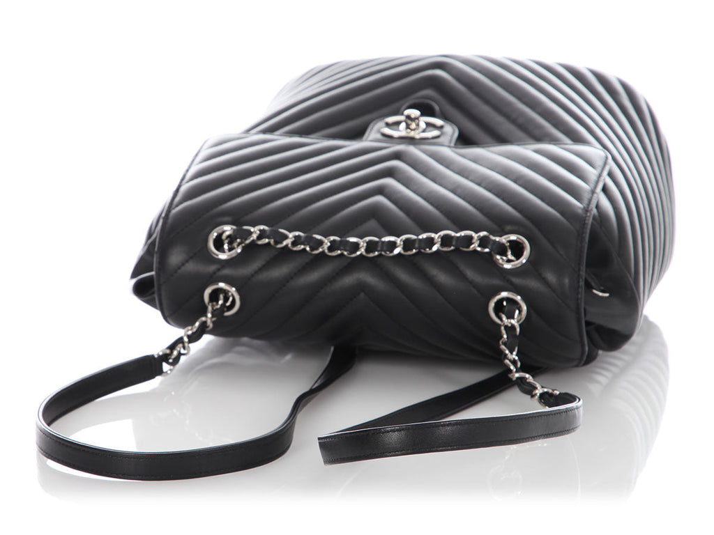 Chanel Large Black Chevron-Quilted Calfskin Urban Spirit Backpack
