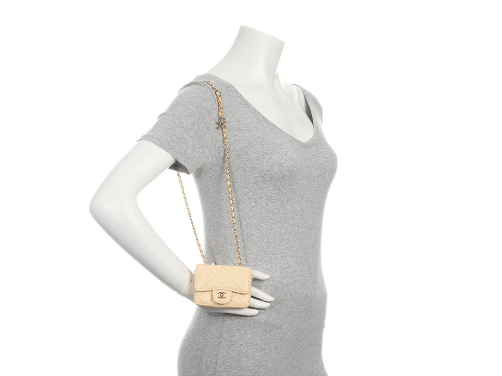 Chanel Mini Light Yellow Quilted Lambskin Belt Bag/ Holder
