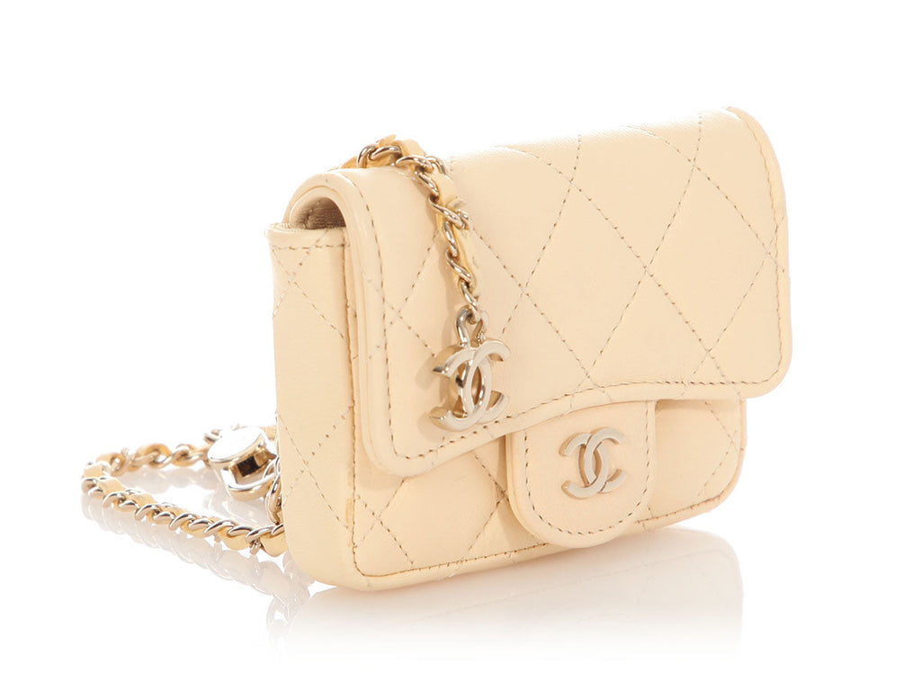 Chanel Mini Light Yellow Quilted Lambskin Belt Bag/ Holder