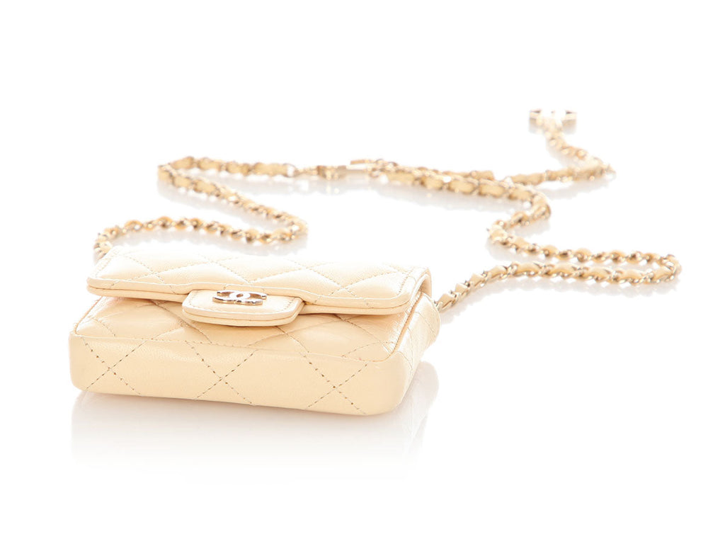 Chanel Mini Light Yellow Quilted Lambskin Belt Bag/ Holder