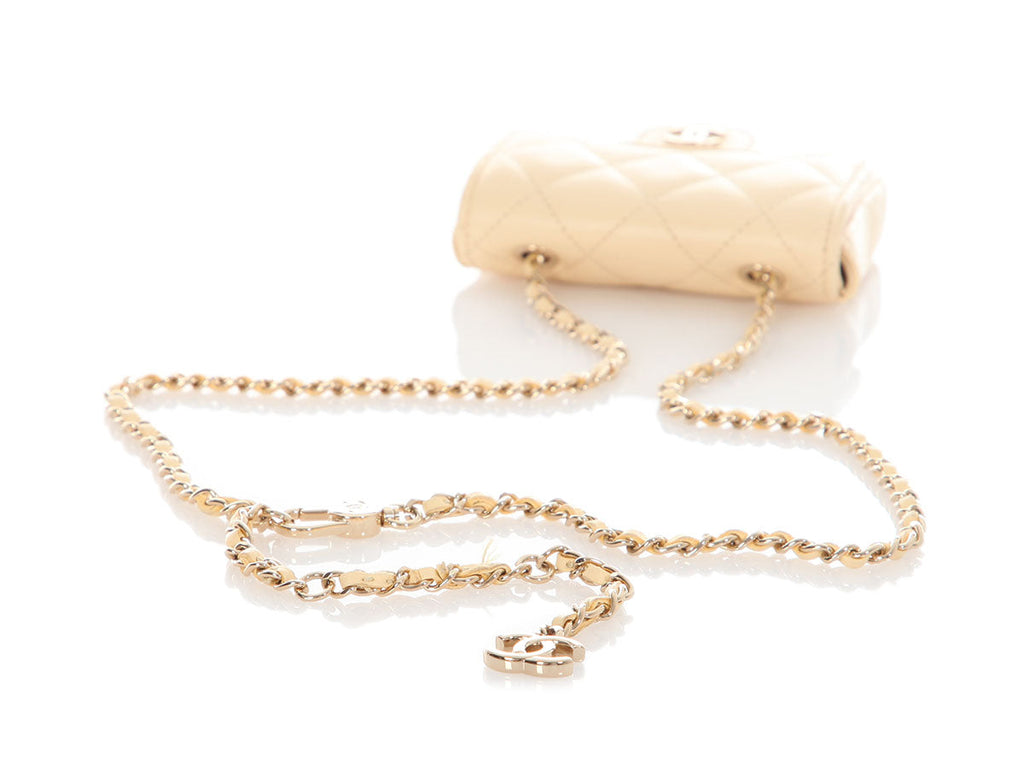 Chanel Mini Light Yellow Quilted Lambskin Belt Bag/ Holder