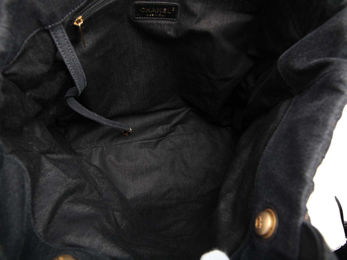 Chanel Black Quilted Denim Mood Tote
