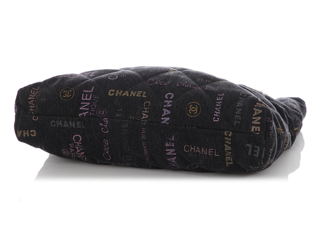 Chanel Black Quilted Denim Mood Tote