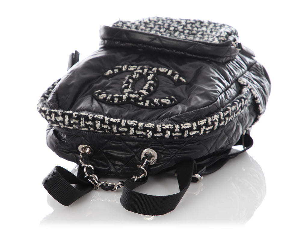 Chanel Large Black Nylon and Tweed Backpack