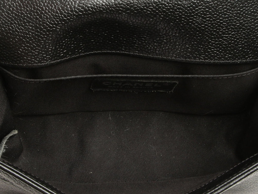 Chanel Small Black Chevron-Quilted Caviar Boy Bag