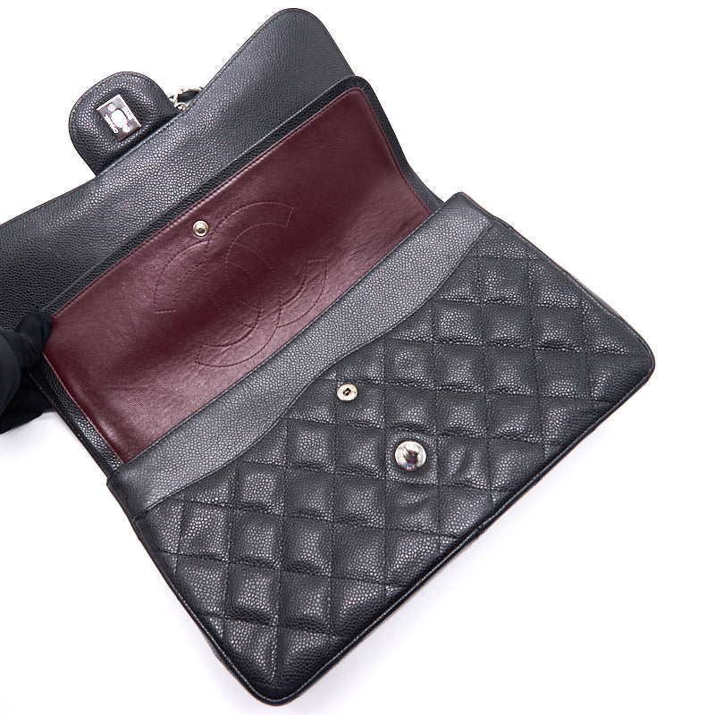 Chanel Jumbo Size Double Flap Caviar with Silver Hardware