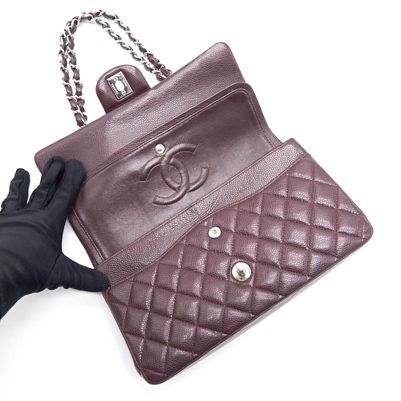 Chanel Medium cavier Classical double flap burgundy with