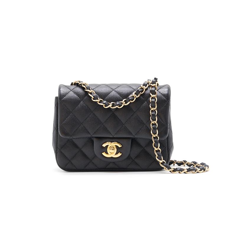 Chanel Mini Square Black  Cavier