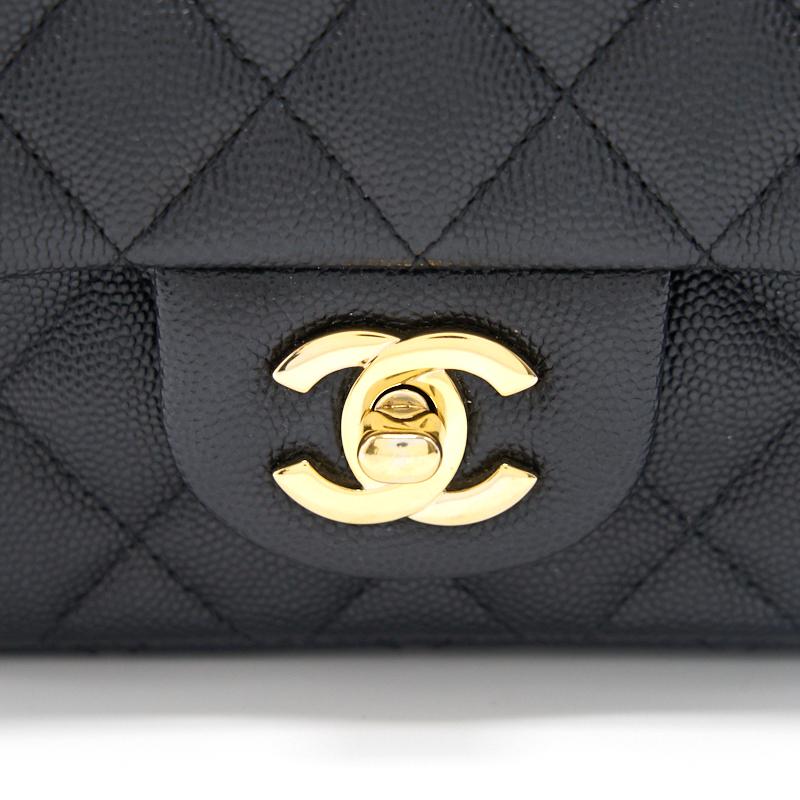 Chanel Mini Square Black  Cavier
