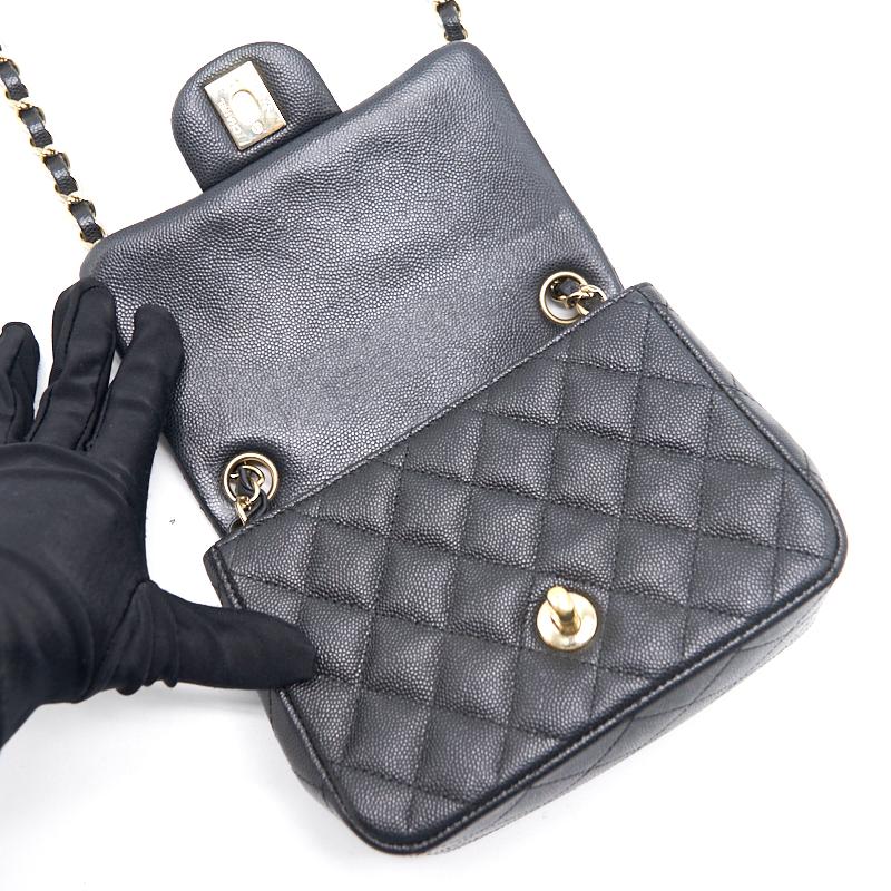 Chanel Mini Square Black  Cavier