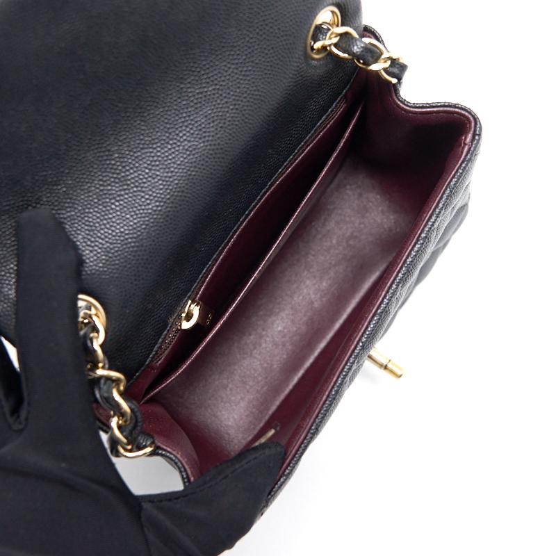 Chanel Mini Square Black  Cavier
