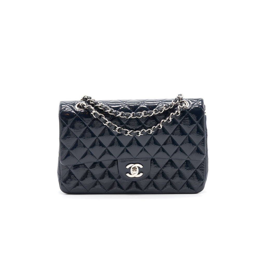 Chanel Classic Medium Double Flap Patent Leather Dark Navy with