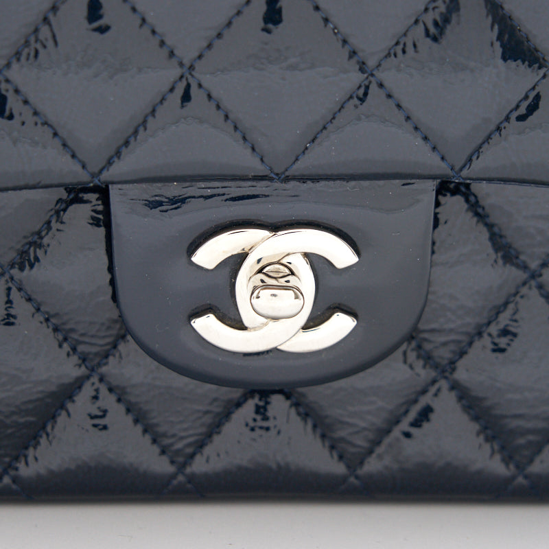 Chanel Classic Medium Double Flap Patent Leather Dark Navy with