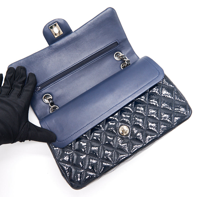Chanel Classic Medium Double Flap Patent Leather Dark Navy with