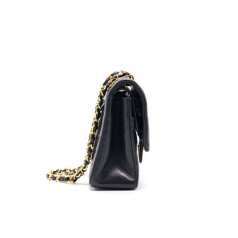 Chanel Vintage Classic Medium Double Flap Bag Black with 24K