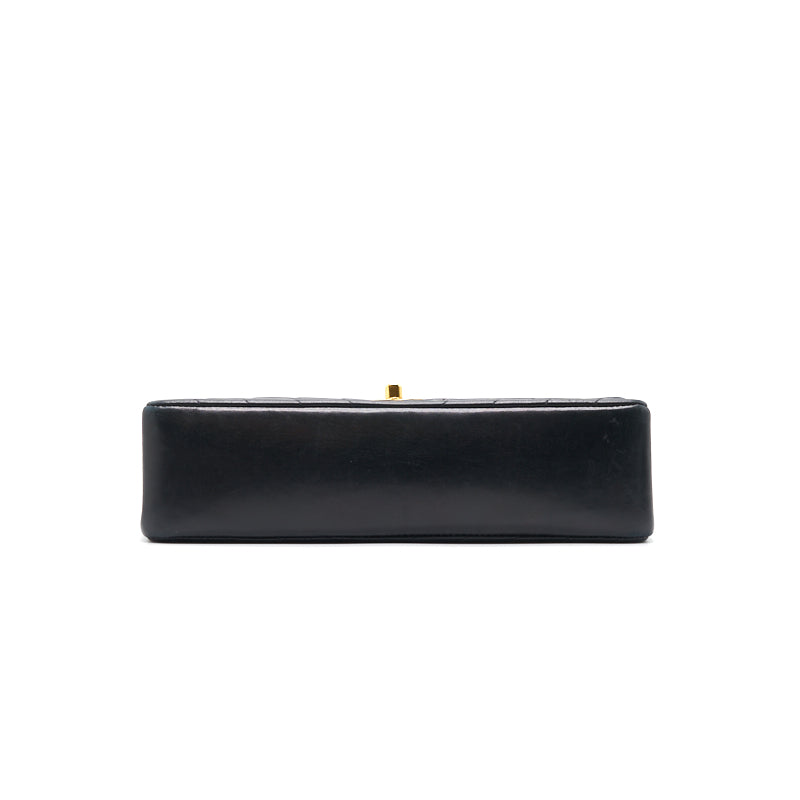 Chanel Vintage Classic Medium Double Flap Bag Black with 24K