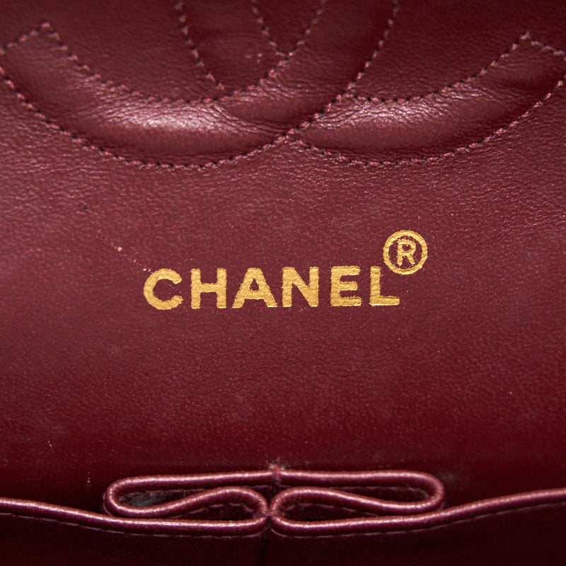 Chanel Vintage Classic Medium Double Flap Bag Black with 24K