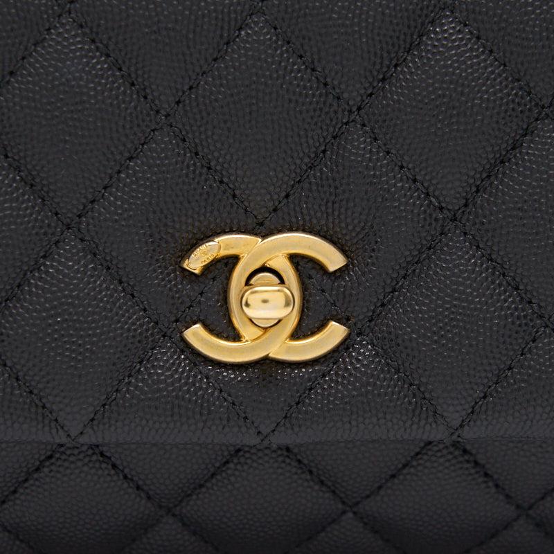 Chanel Caviar Quilted Mini Coco Handle Flap Black with