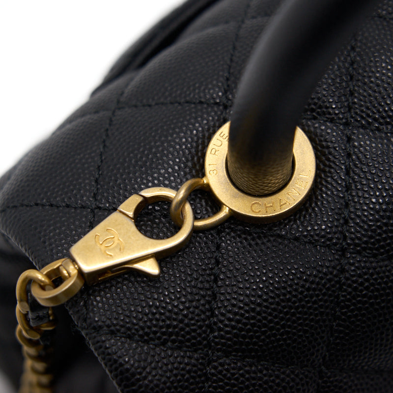 Chanel Caviar Quilted Mini Coco Handle Flap Black with