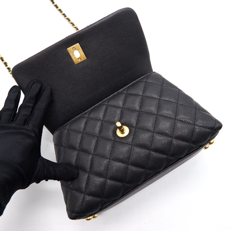 Chanel Caviar Quilted Mini Coco Handle Flap Black with