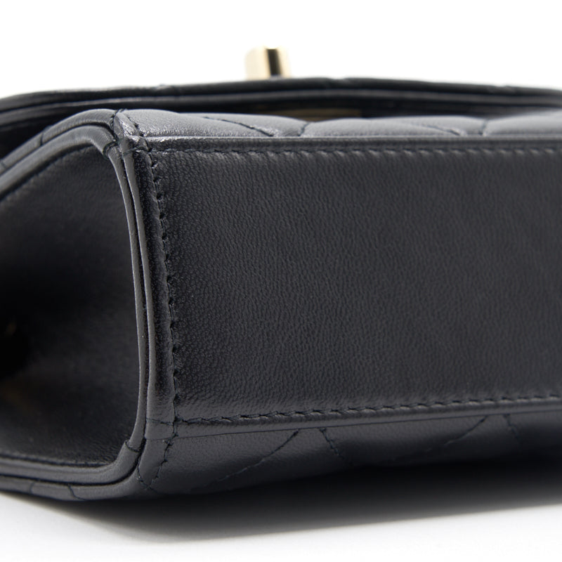 Chanel Lambskin Quilted Mini Trendy CC Chain Wallet Black