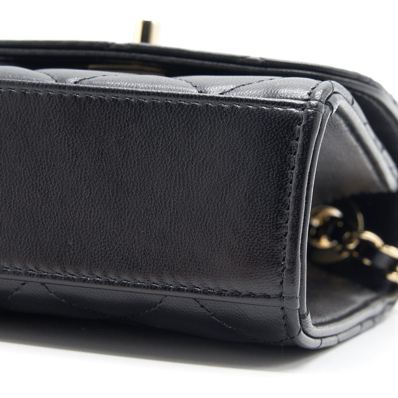 Chanel Lambskin Quilted Mini Trendy CC Chain Wallet Black