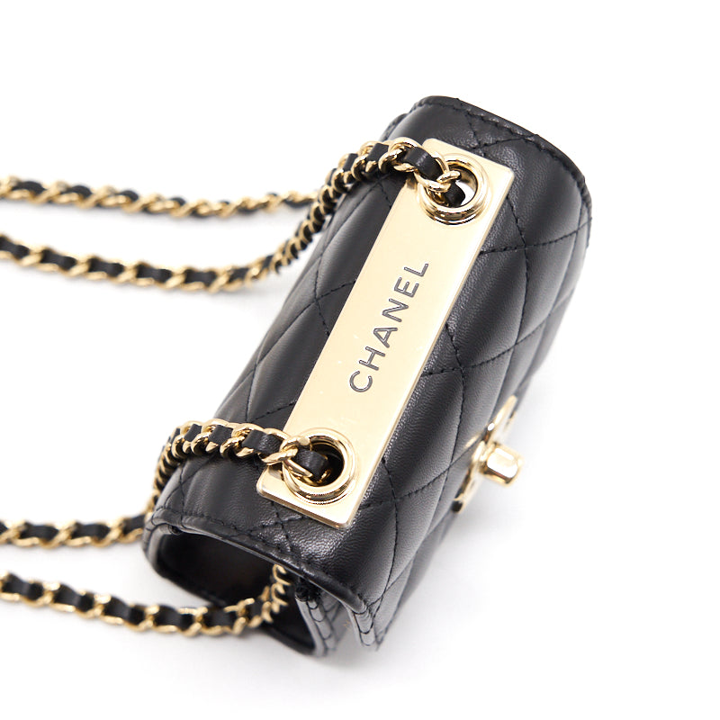 Chanel Lambskin Quilted Mini Trendy CC Chain Wallet Black